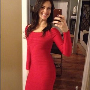 The perfect red Herve Léger bandage dress